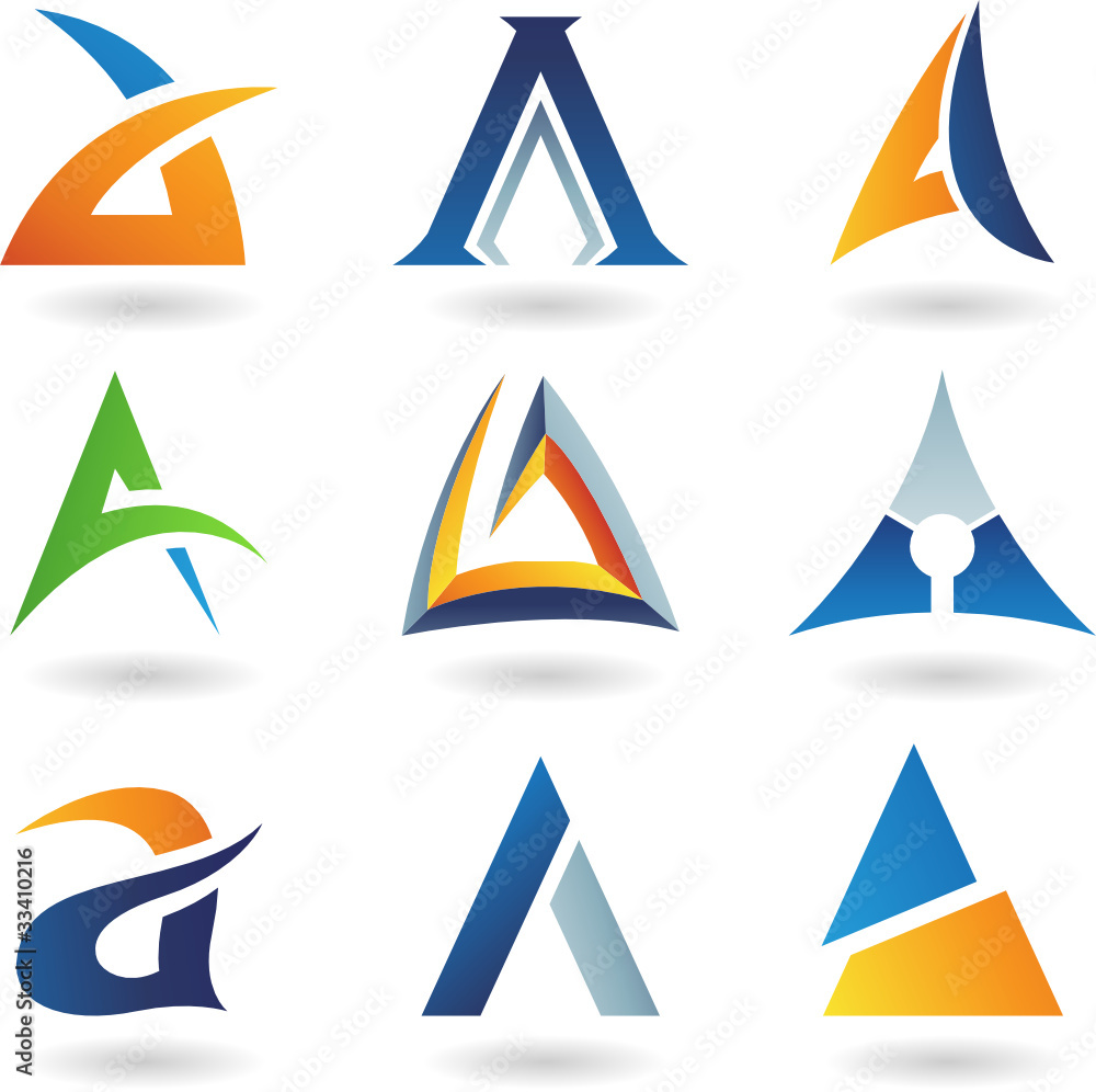Vector illustration of abstract icons based on the letter A Stock ...