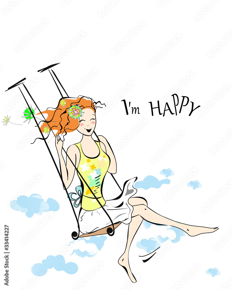 Fototapeta premium Girl going on swings