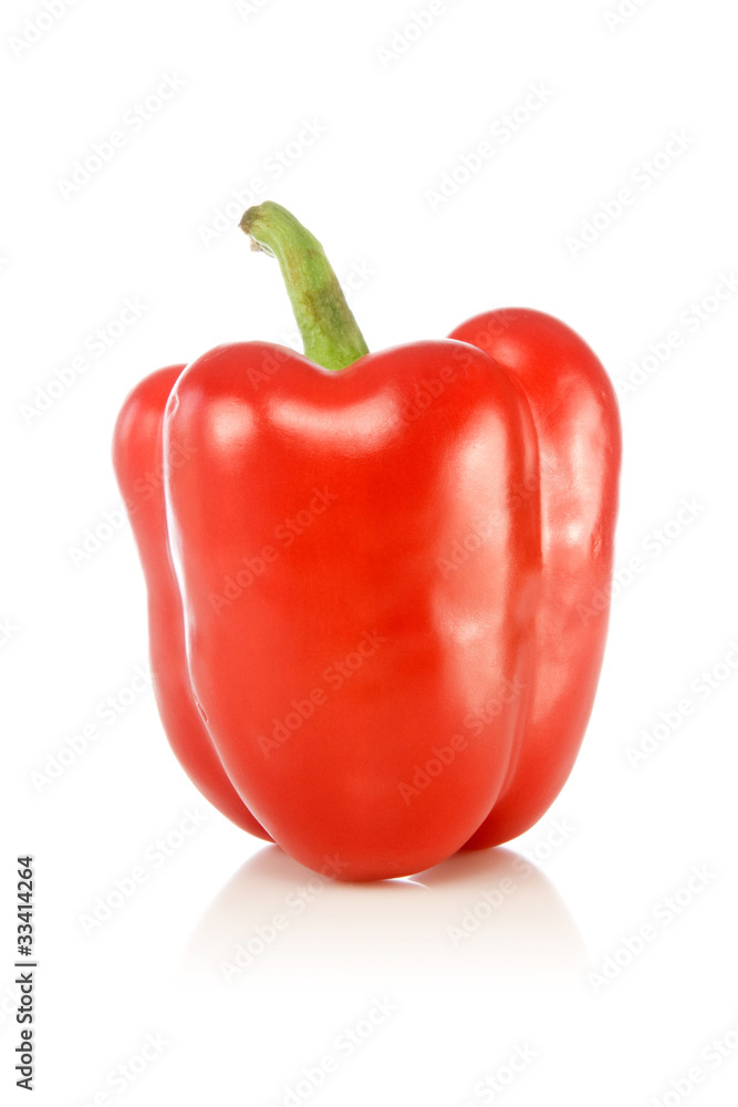 red sweet pepper with reflection on white background. red sweet pepper with reflection on white background.