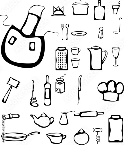 Set of stylized kitchen stuff