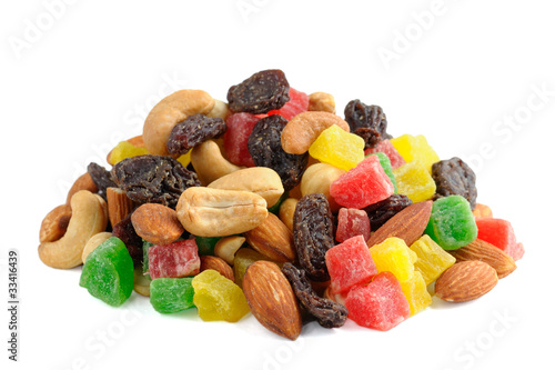 Pile of toasted nuts and candied fruit