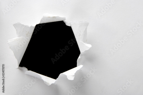 Hole in the white pape