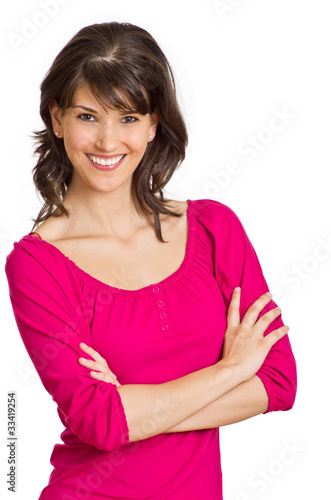 lachende Frau vor weißem Hintergrund © Light Impression