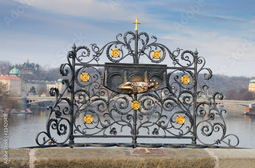 Photography Cross on bridge, where John Nepomuk was thrown into the Vltava