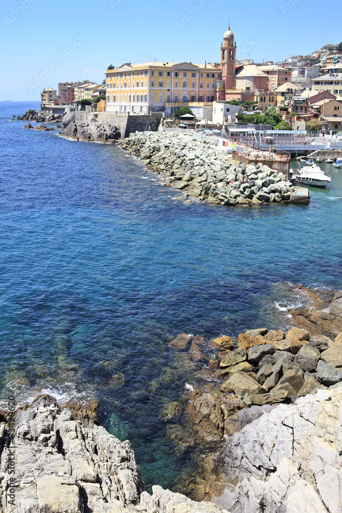 Nervi, beautiful small town with harbor near Genova, Italy
