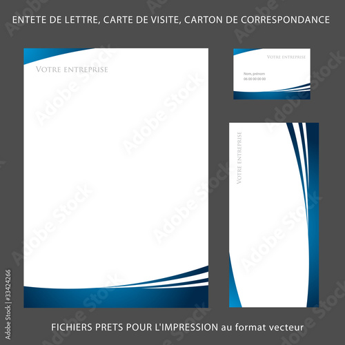 tête de lettre A4, carte de visite, carton de correspondance