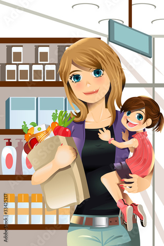 Mother and daughter shopping
