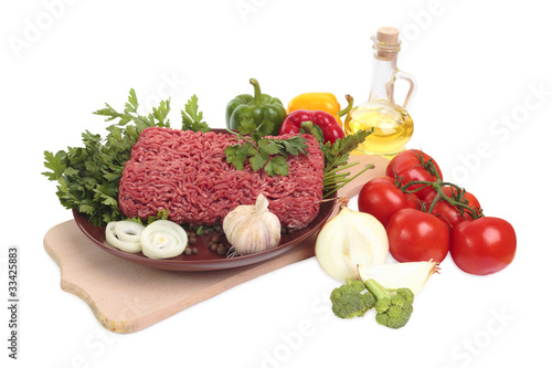 Ground meat. Isolated on white, with clipping path.