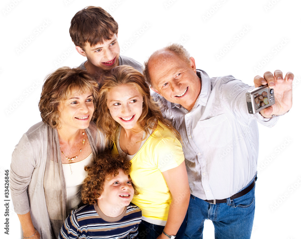 Family together taking self-portrait