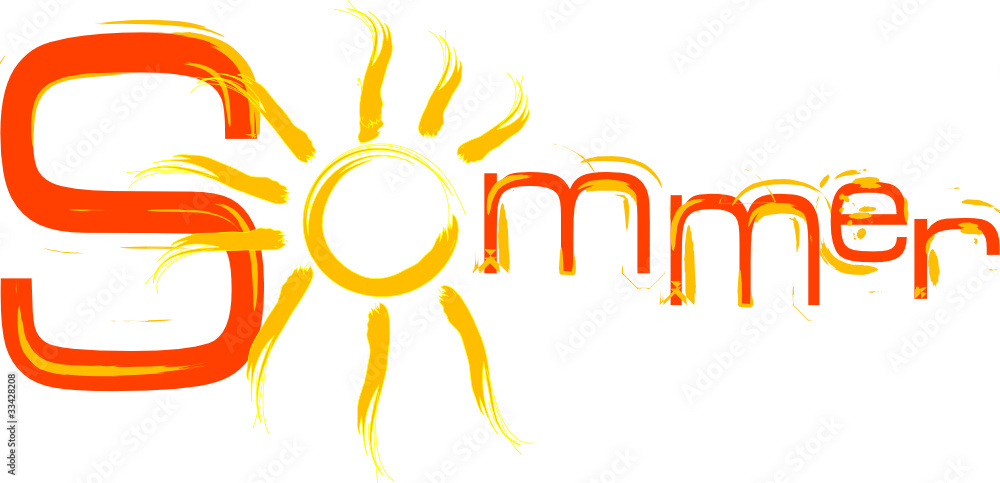 Naklejka premium Sonne Sommer Text Pinsel