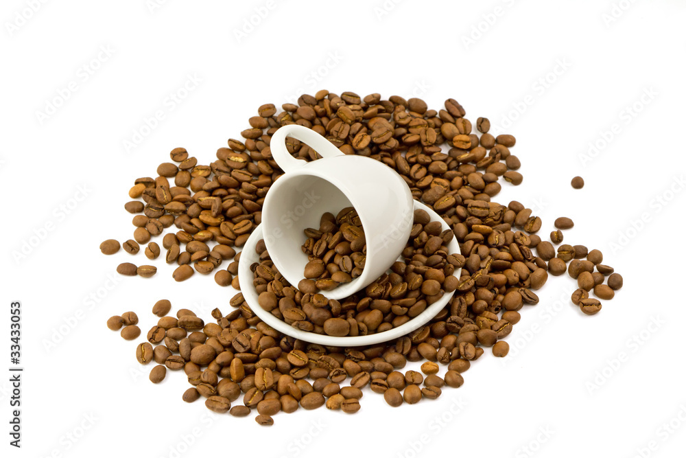 Coffee beans with small coffee cup Coffee beans with small coffee cup