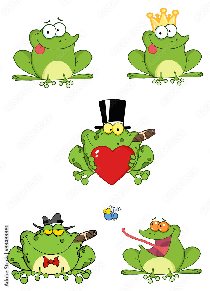 Obraz premium Cartoon Frogs-Vector Collection