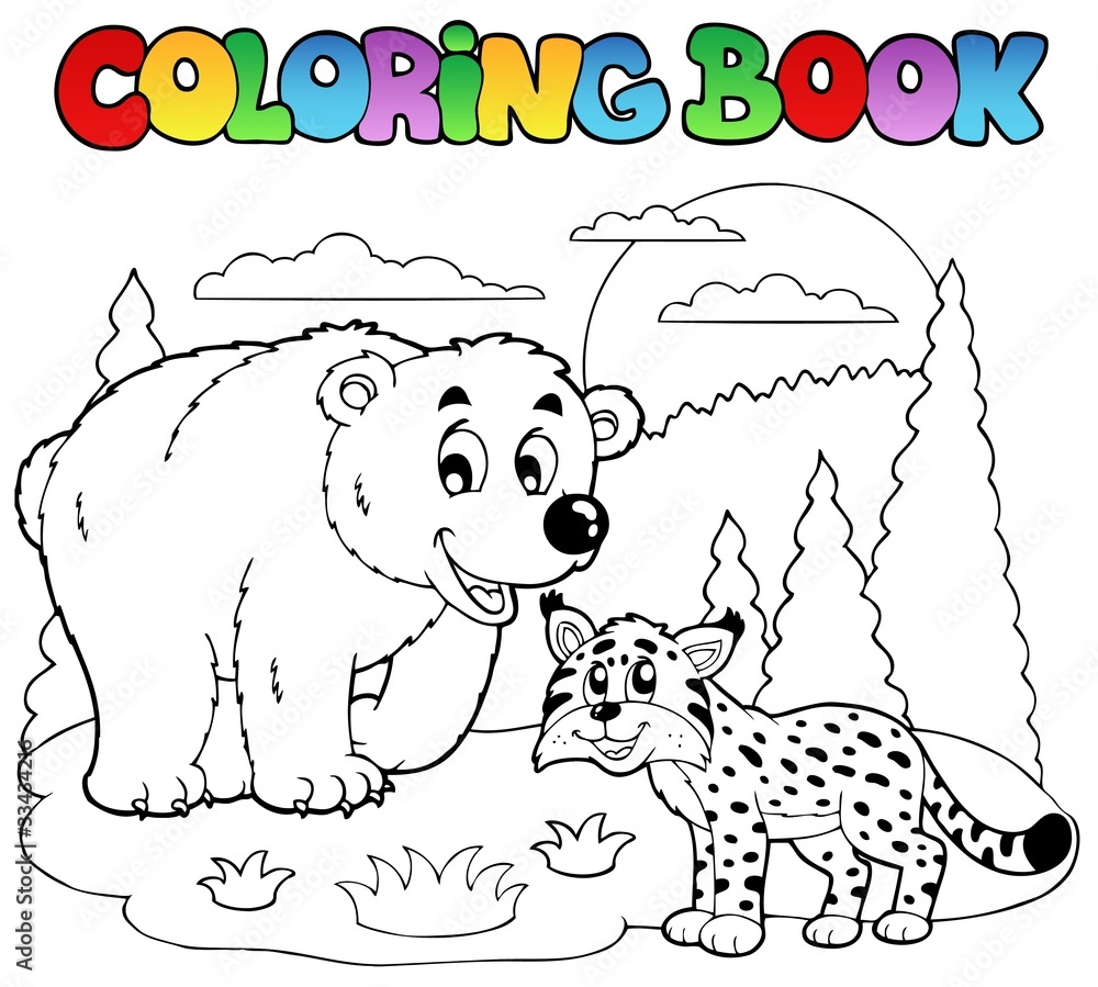 Naklejka premium Coloring book with happy animals 4