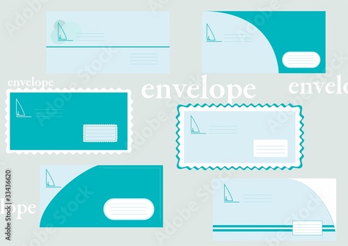 set of different postal envelopes for letters