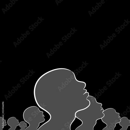 Crowd of People Looking Upward