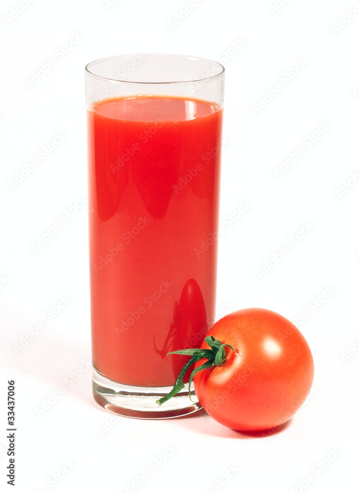 tomato juice and one tomato isolated tomato juice and one tomato isolated