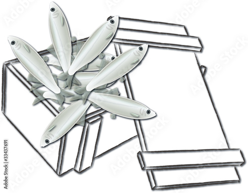 Holzkiste voller Kieler Sprotten