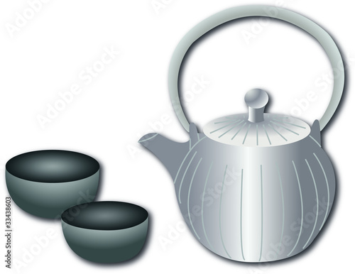 Teekanne und Trinkschalen