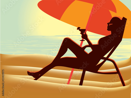 girl on beach vector