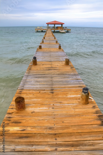 Looking Down the Dock on a Summer Day in Belize