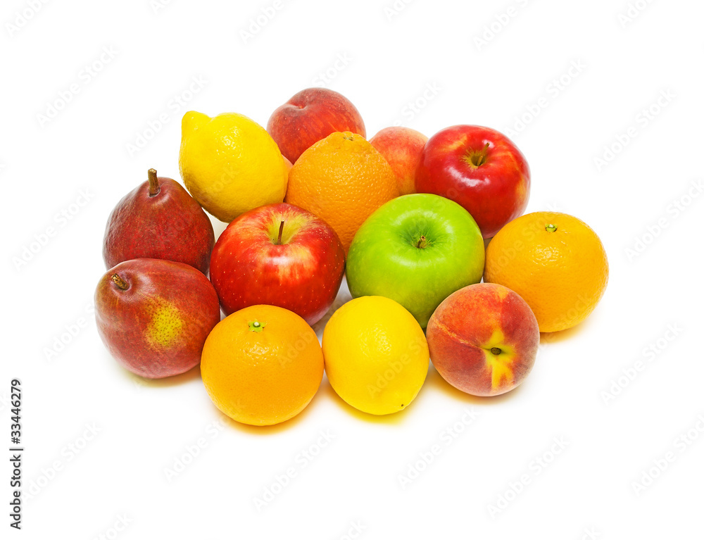 still life of fresh fruit on a white background still life of fresh fruit on a white background