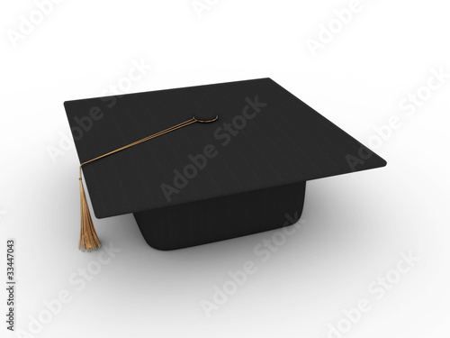 Master's cap for graduates isolated on white background. 3D