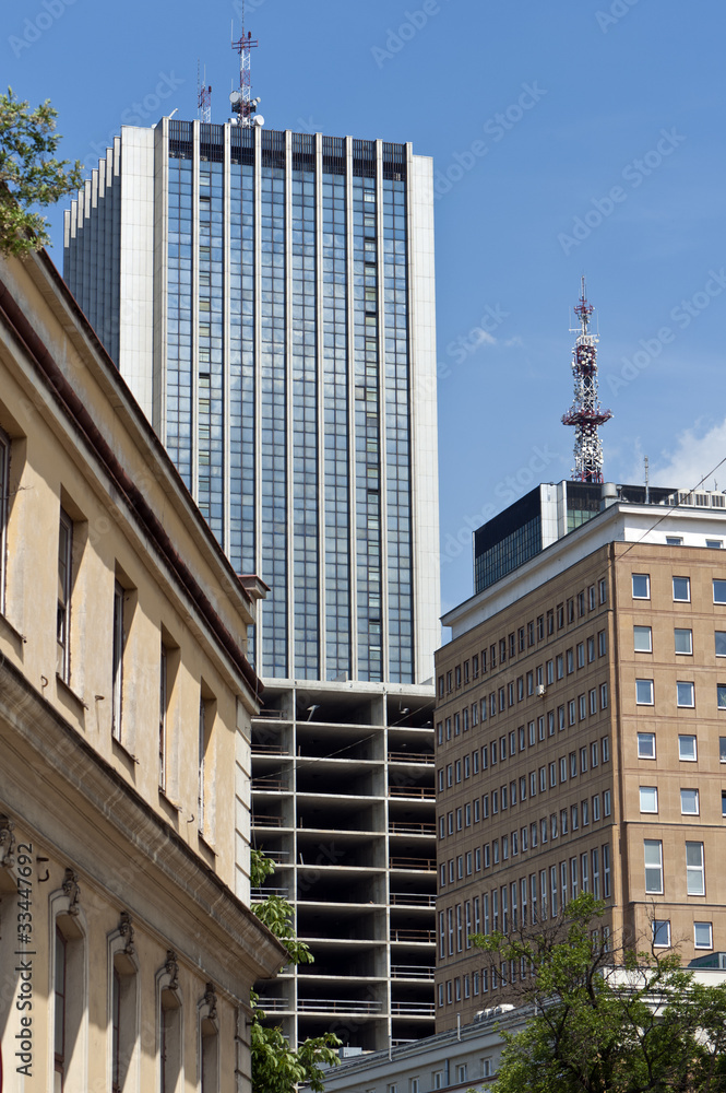 Fototapeta premium Modern and old facade of the building