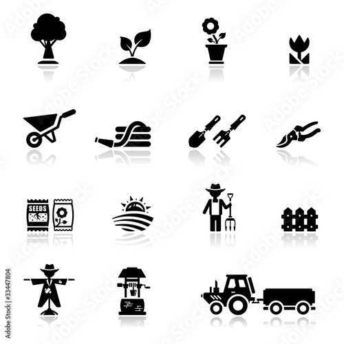 Icons set argiculture and gardening