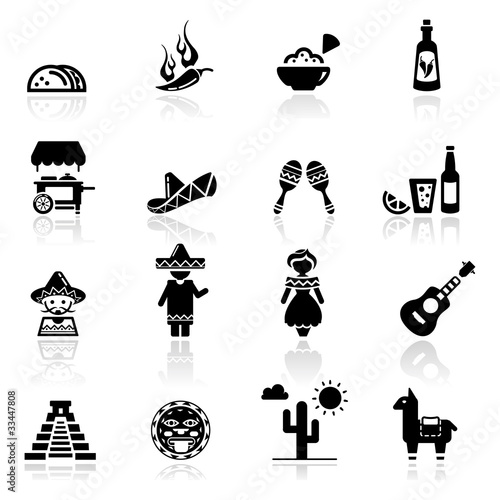 Icons set Mexican culture and cuisine