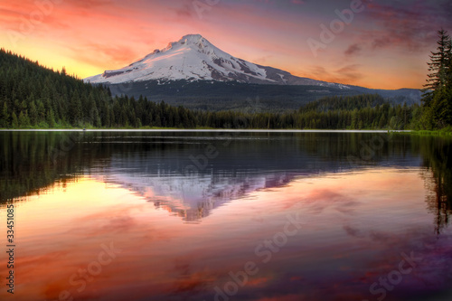 Reflection of Mount Hood on Trillium Lake at Sunset #33451085