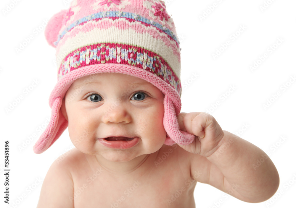 Baby wearing winter hat Baby wearing winter hat