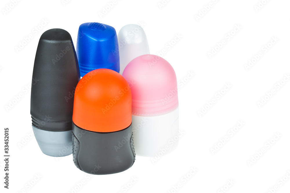 Fototapeta premium Colorful deodorant on white background