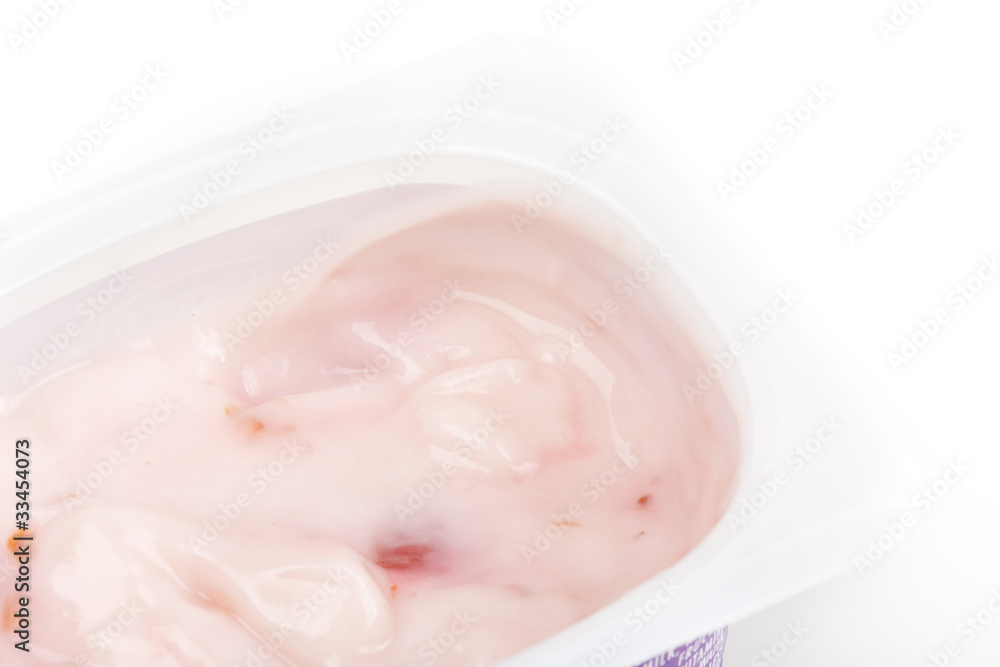 A fresh cup of strawberry yogurt A fresh cup of strawberry yogurt