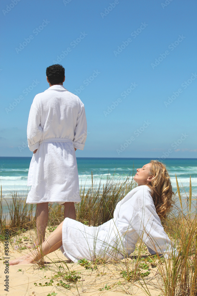 Couple enjoying seaside break