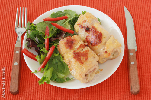 turkey rolls with salad