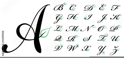 Letters with green leaf