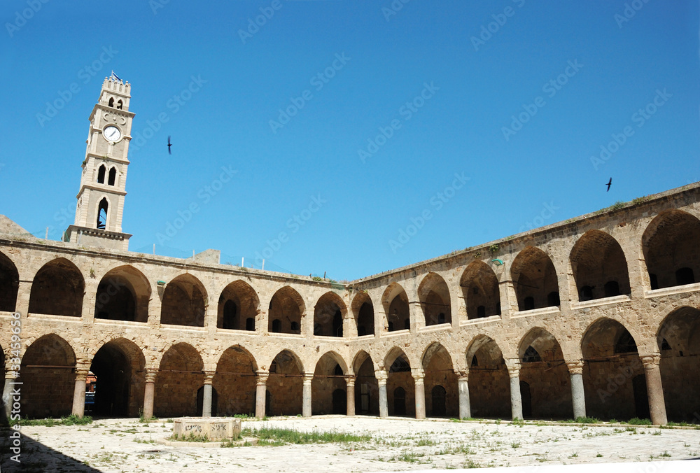 Fototapeta premium Ottoman landmark building - Khan El-Umdan in Akko, Israel
