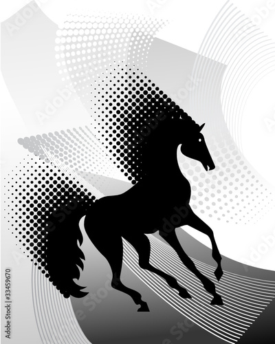 Gray background with horse