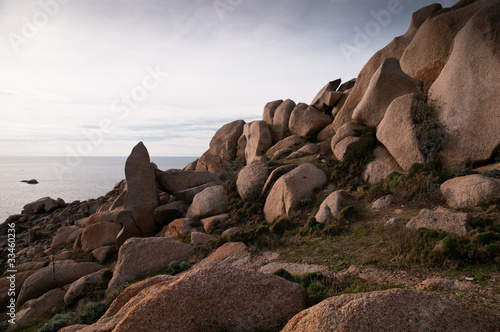 Sardinia, Italy: cliffs of Capo Testa bay at sunset