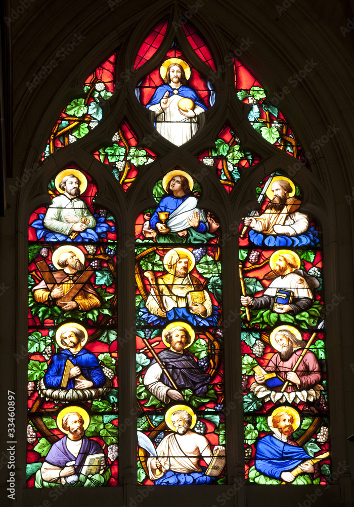 Paris - windowpane  - Saint Germain-l'Auxerrois gothic church