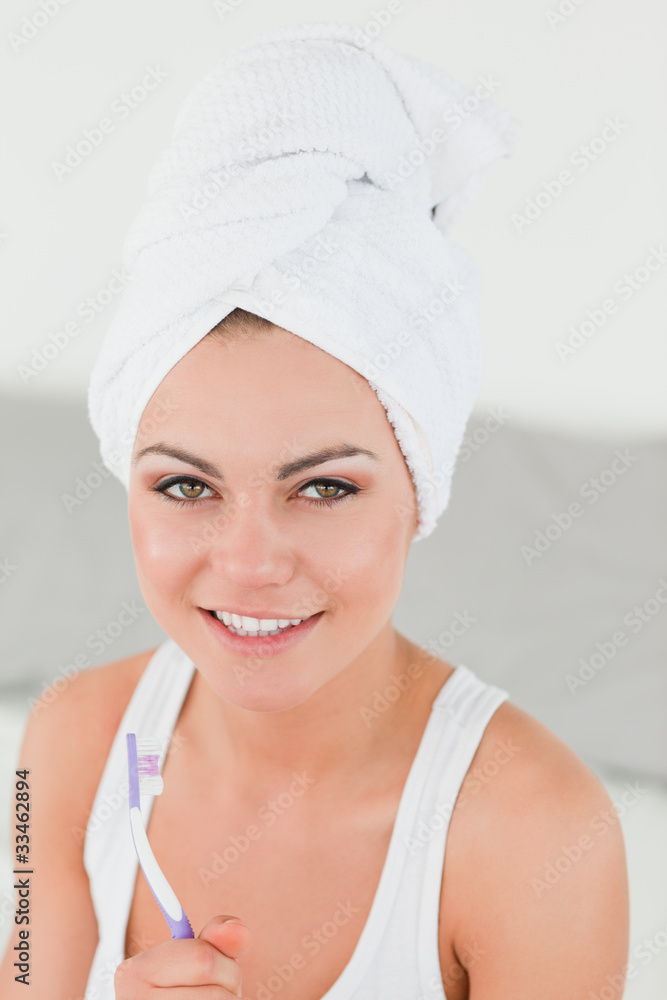 Cute woman about to brush her teeth Cute woman about to brush her teeth