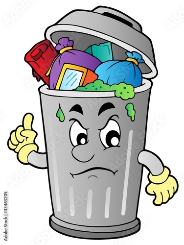 Angry cartoon trash can