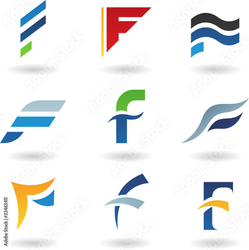 Vector illustration of abstract icons based on the letter F