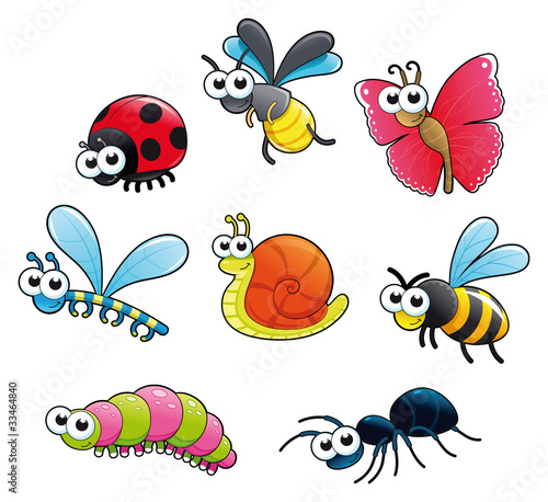 Bugs + 1 snail. Vector isolated characters. © ddraw