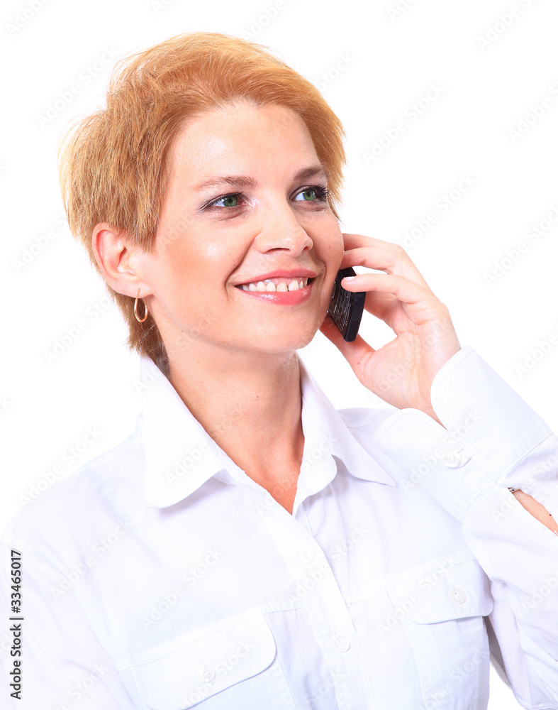 Portrait of business woman talking on the phone Portrait of business woman talking on the phone