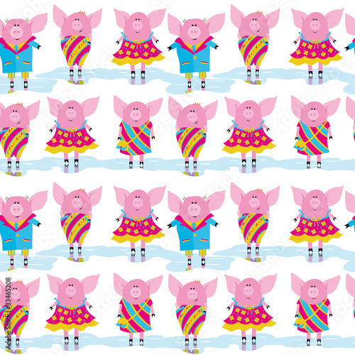 Seamless pattern - pigs