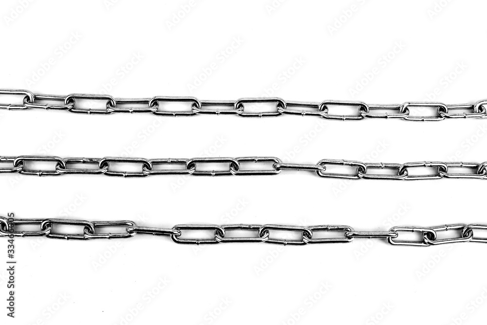 Fototapeta premium Three Rows of Chains with White Background