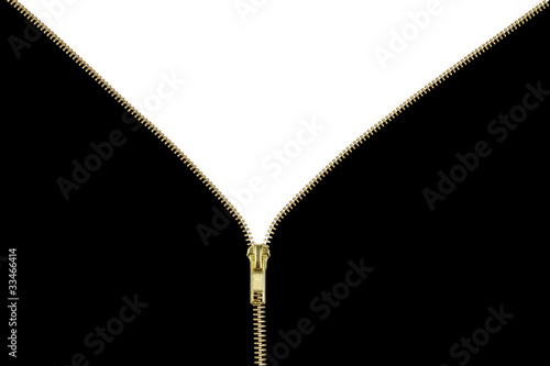 Gold Zipper Unzipping Black to White Background