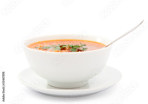 soup at the plate