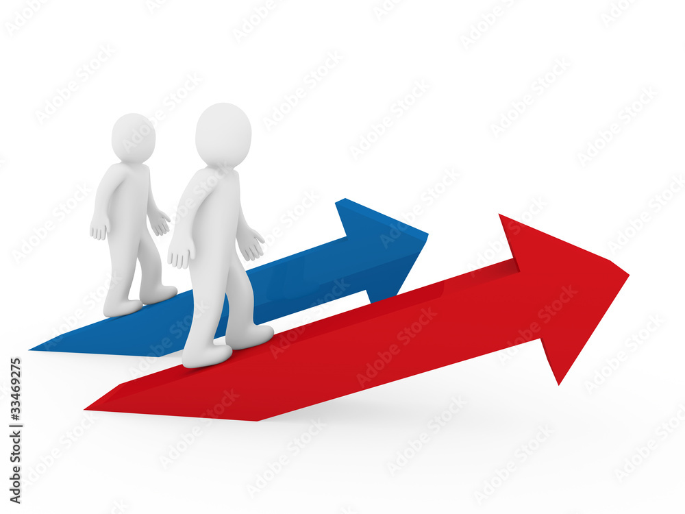 3d men up arrow blue red 3d men up arrow blue red